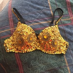 Gold sequin bra